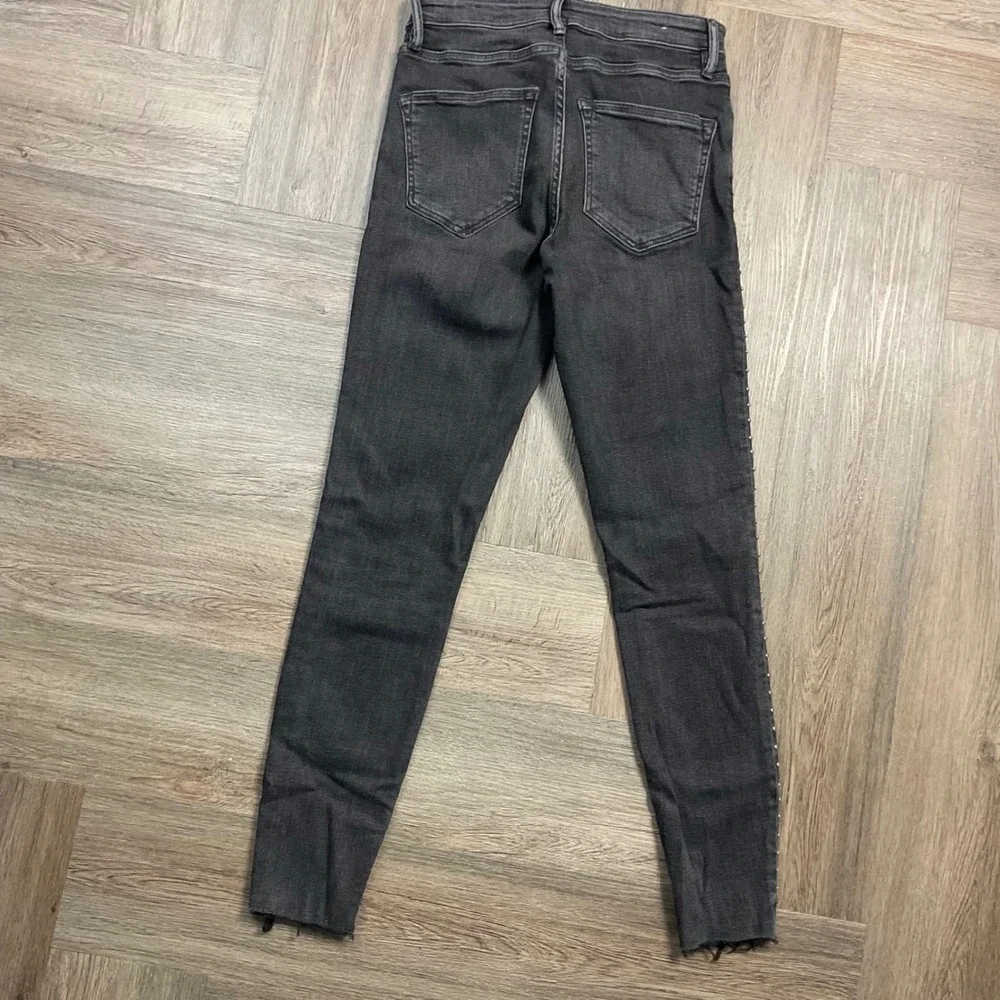ALLSAINTS Dax Studded Distressed Hem Skinny Jeans Womens 27 Dark Wash Black‎